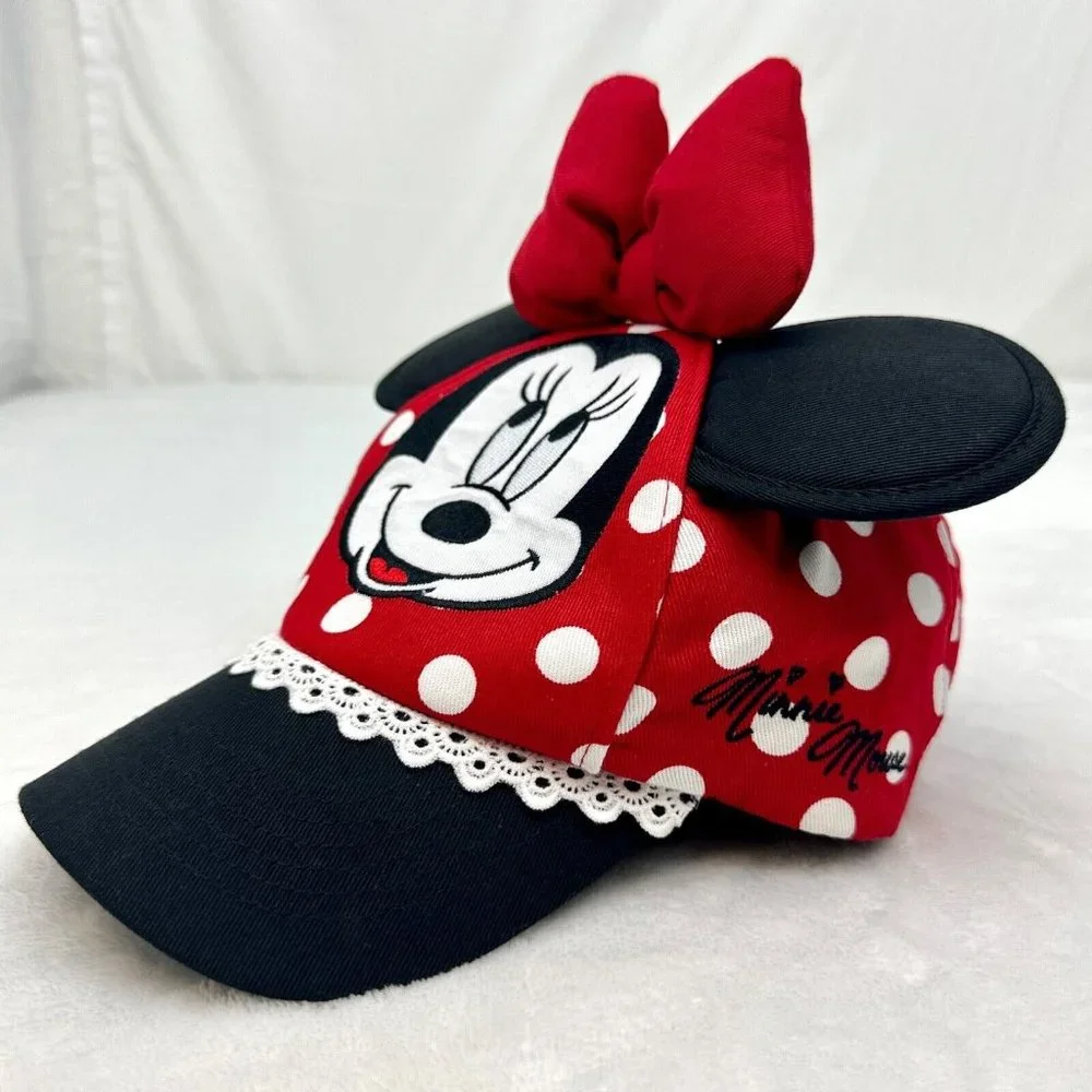 Disney Parks Minnie Mouse Snapback Adjustable Toddler Size Cap Hat Red Black